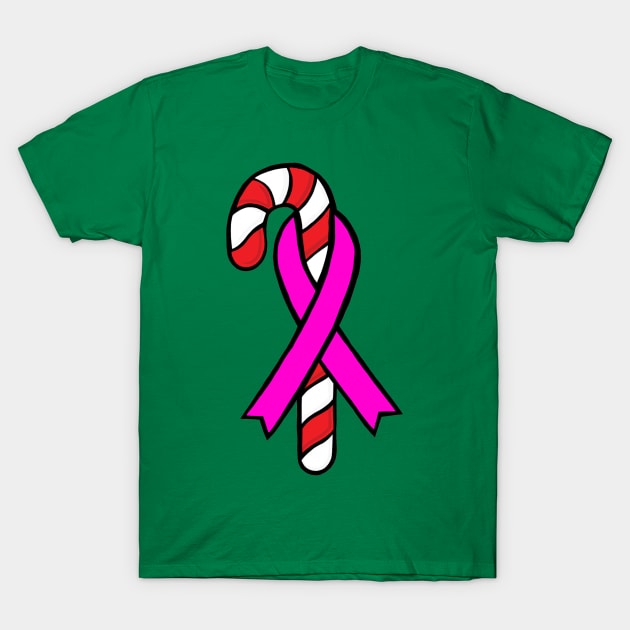 Candy Cane Awareness Ribbon (Pink) T-Shirt by CaitlynConnor